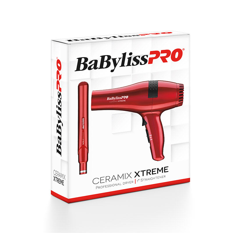 BabylissPro Ceramix Xtreme Red Dryer and 1" Flat Iron